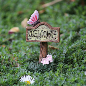 Pink Butterfly Welcome Sign Miniature