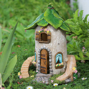 Miniature Fairy House with Slides and Opening Door